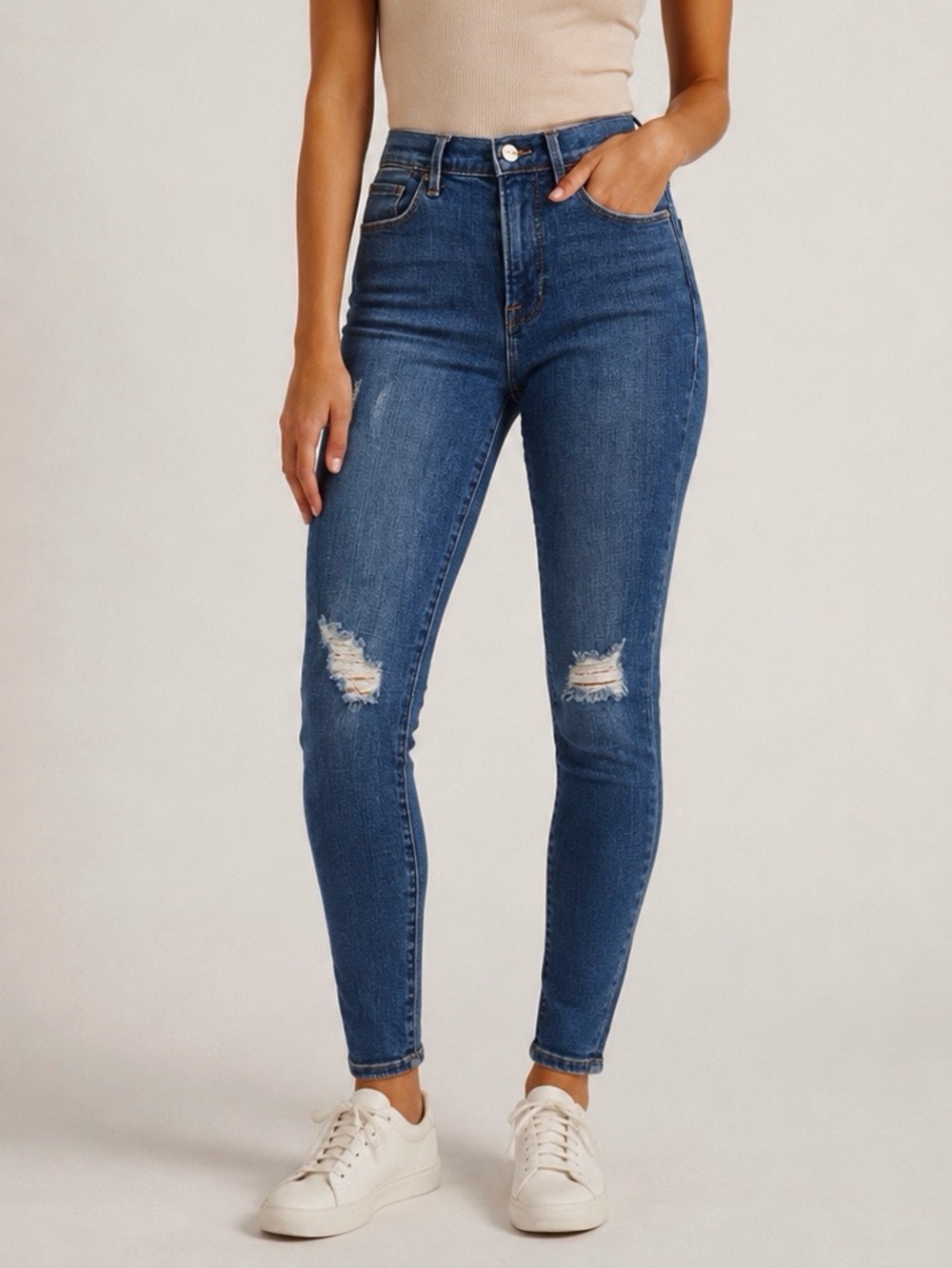 Frame 25” Waist Le High Jeans Skinny Ankle Womens Distressed High Rise Sz 27 Tag